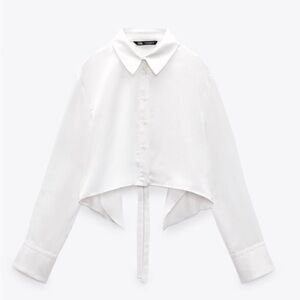 SOLD NWT Zara satin effect cape shirt with back tie